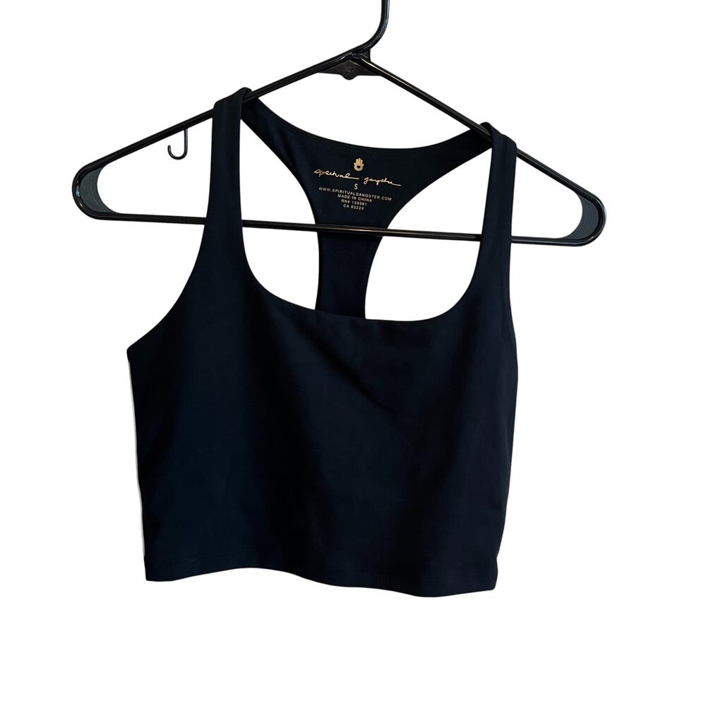 Spiritual Gangster Striped Racerback Longline Sports Bra Crop Tank Top Black S - Picture 2 of 7